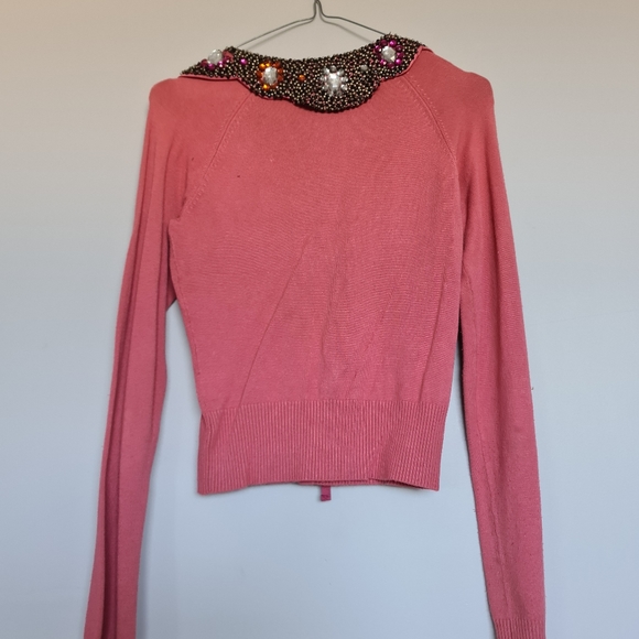 💃Host Pick💃 Alannah Hill pink Jewel Beaded Collar Cardigan Longsleeve Top - Picture 6 of 6